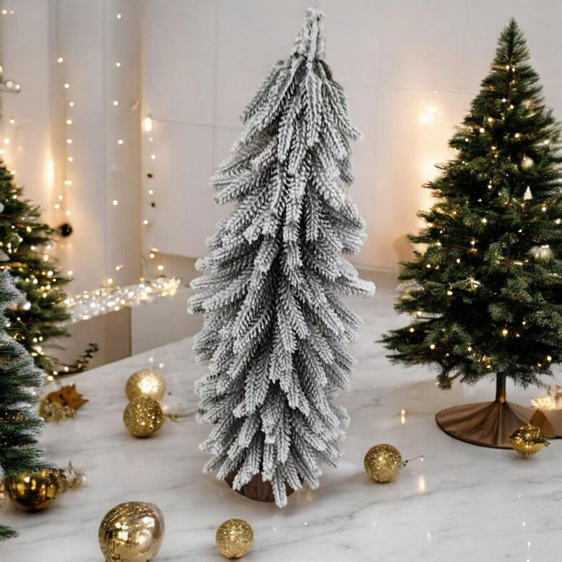 Snow Flocked Artificial Christmas Tree with Burlap Base Decorative Holiday Tree