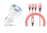 3-Port LED Car Charger Pink