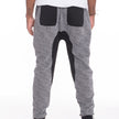 Men’s Gray Jogger Pants with Black Quilted Panels