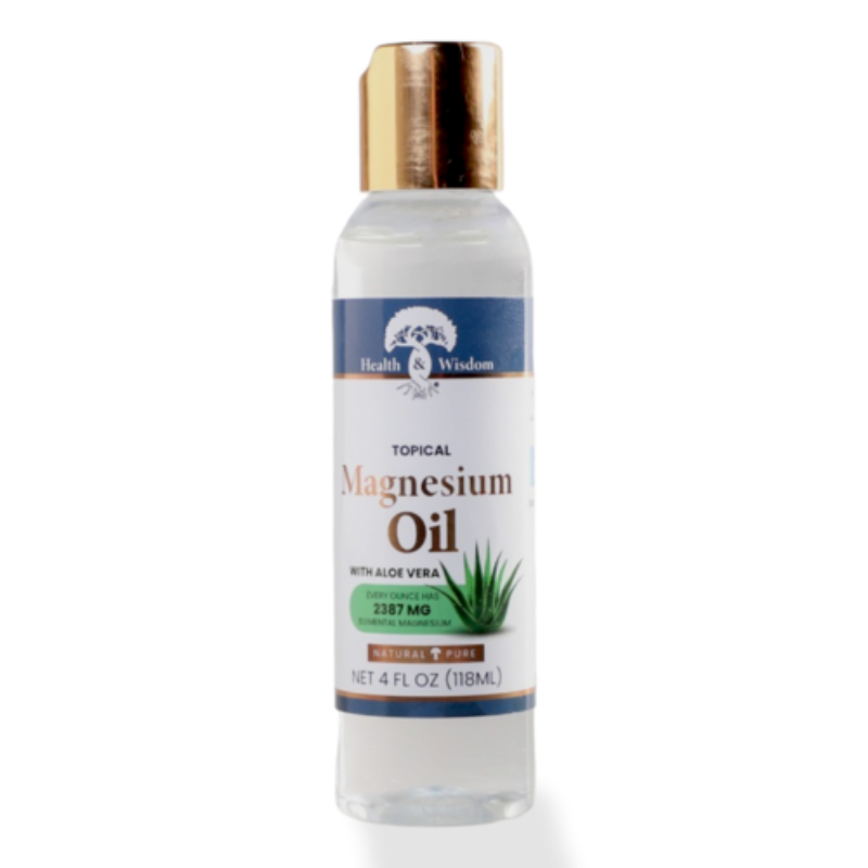 Health & Wisdom Topical Magnesium Oil with Aloe Vera – Natural Pure Magnesium Oil