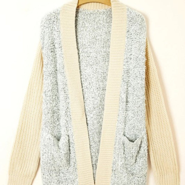 Women’s Colorblock Open-Front Knit Cardigan with Pockets