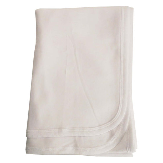 Newborn Swaddle made from breathable, soft fabric in classic white, perfect for keeping baby comfortable year-round.