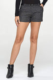 Pantalones cortos con ribete de cuero de tweed 