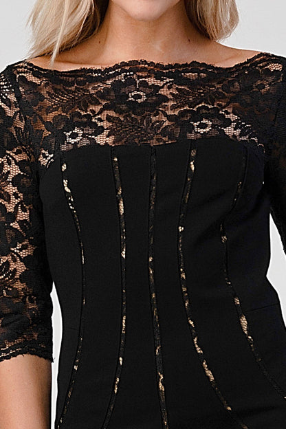 Lace Overlay Bodycon Dress