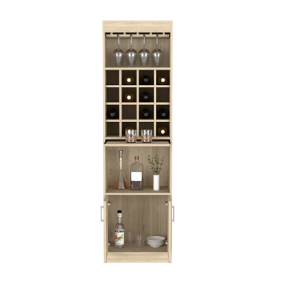 Bar Cabinet, Rack, 16 Wine Cubbies, Light Pine Finish.