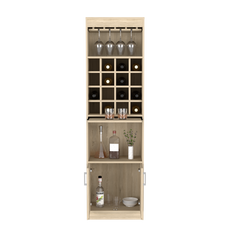 Bar Cabinet Atanasio, Rack, 16 Wine Cubbies, Light Pine Finish