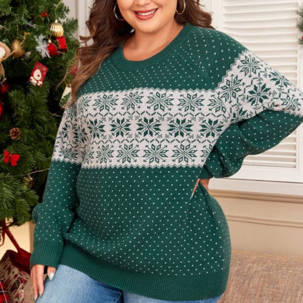 Snowflake Pattern Green Sweater