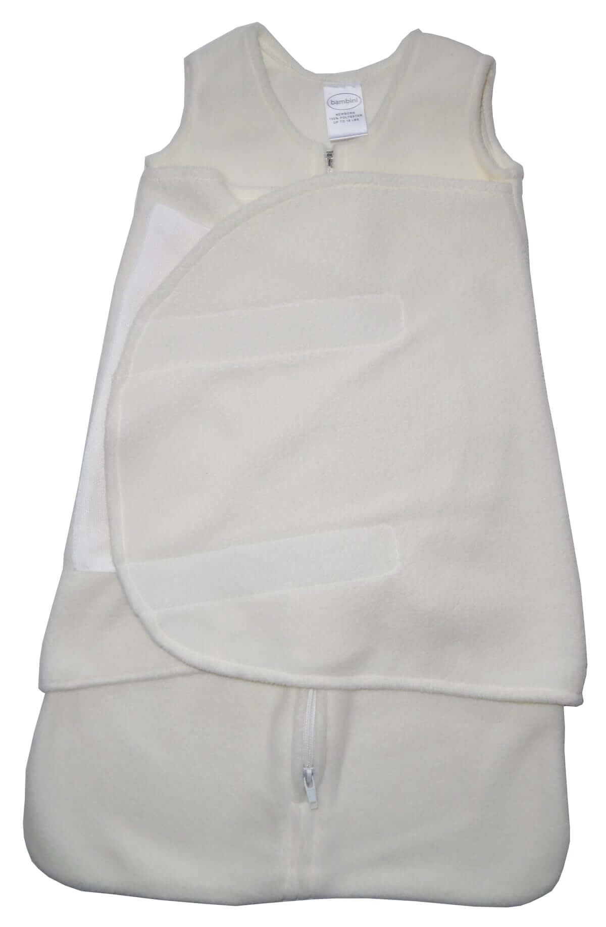 Cozy Baby Fleece swaddle blanket in soft white fleece, perfect for swaddling and naptime.