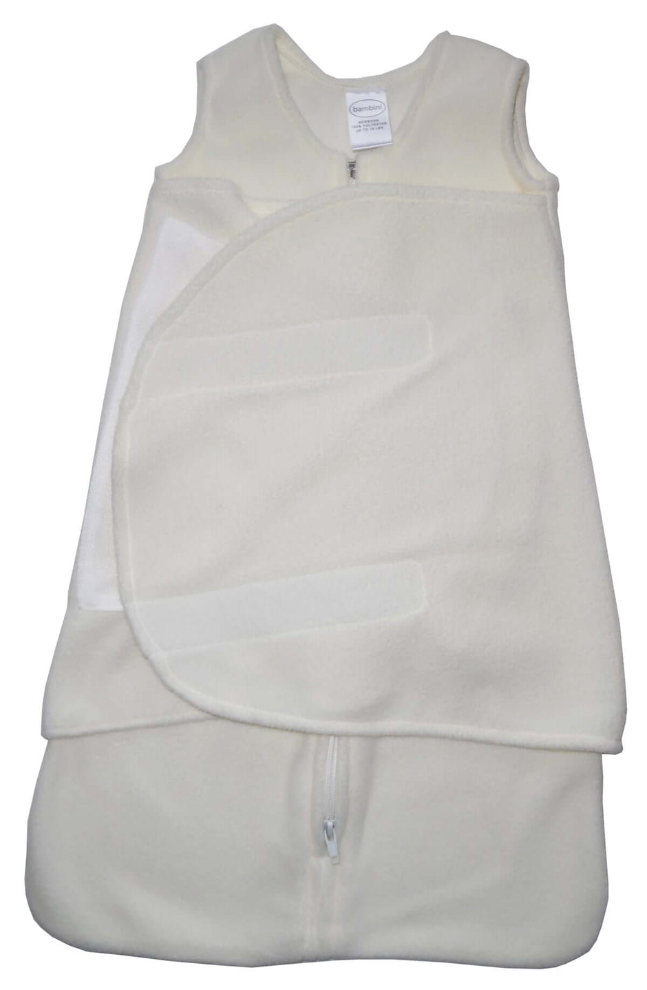 Cozy Baby Fleece swaddle blanket in soft white fleece, perfect for swaddling and naptime.