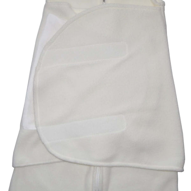 Cozy Baby Fleece swaddle blanket in soft white fleece, perfect for swaddling and naptime.