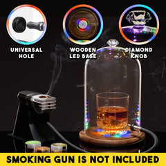 Smoking Gun Accessory LED lights Glass Dome 9  x 5.7  Lid Wooden Base