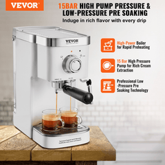 VEVOR Espresso Coffee Machine, 15Bar Semi-Automatic Espresso Maker