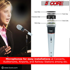 5Core XLR Microphone Dynamic Mic Karaoke Singing Studio Mics Handheld