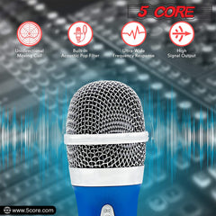 5Core XLR Microphone Dynamic Mic Karaoke Singing Studio Mics Handheld