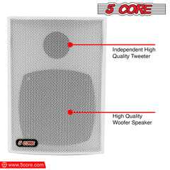 5Core Outdoor Speakers Stereo In Wall 100W Peak Passive Home Audio