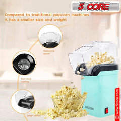 5Core Popcorn Machine 16 Cup Hot Air Popper Mini Portable Electric Pop