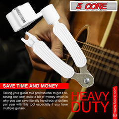 5Core Guitar String Winder Cutter Bridge Pin Remover 3In1 Acoustic