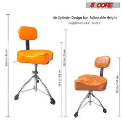 5Core Drum Throne Padded Guitar Stool Backrest Drummer Seat for Adults