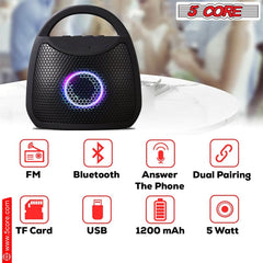 5Core Outdoor Bluetooth Speaker Wireless Portable Waterproof for Patio