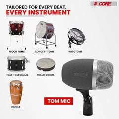 5 Core Tom Snare Mic Cardioid Dynamic Microphone for Drum Kit