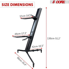 Support de clavier 5Core à 2 niveaux pour piano électrique classique réglable et robuste