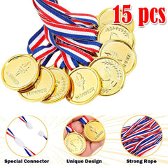 210 Pcs Sports Party Favors for Kids with Golden Winner Awards Medals