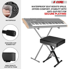 5 Core Keyboard Bench X Style Piano Stool Heavy Duty Adjustable