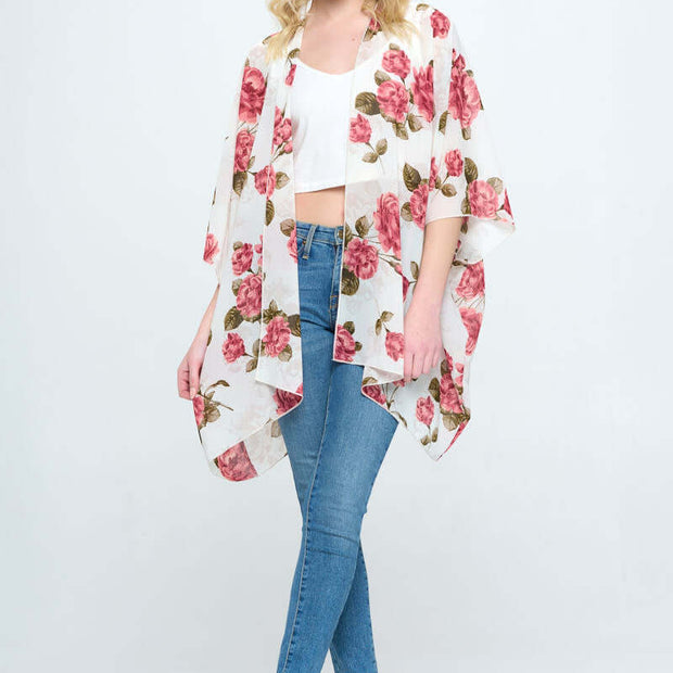 Kimono ligero con estampado floral 