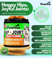 Complément alimentaire pour les hanches et les articulations des chiens Pawious Glucosamine pour chiens