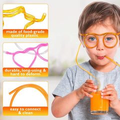 Drinking Straws Glasses Plastic   5Pcs Fun Glasses Straw Covers Cap