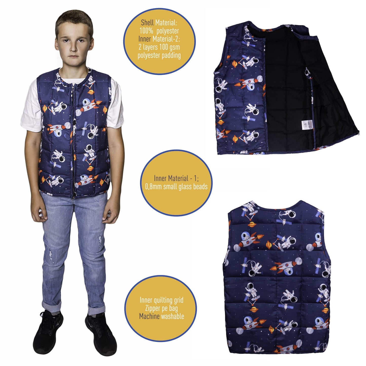 Gilets lestés réglables pour enfants.