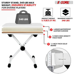 5 Core Keyboard Bench X Style Piano Stool Heavy Duty Adjustable