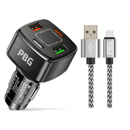 4 Port PD/USB Car Charger and 10FT Charger Compatible for Iphone