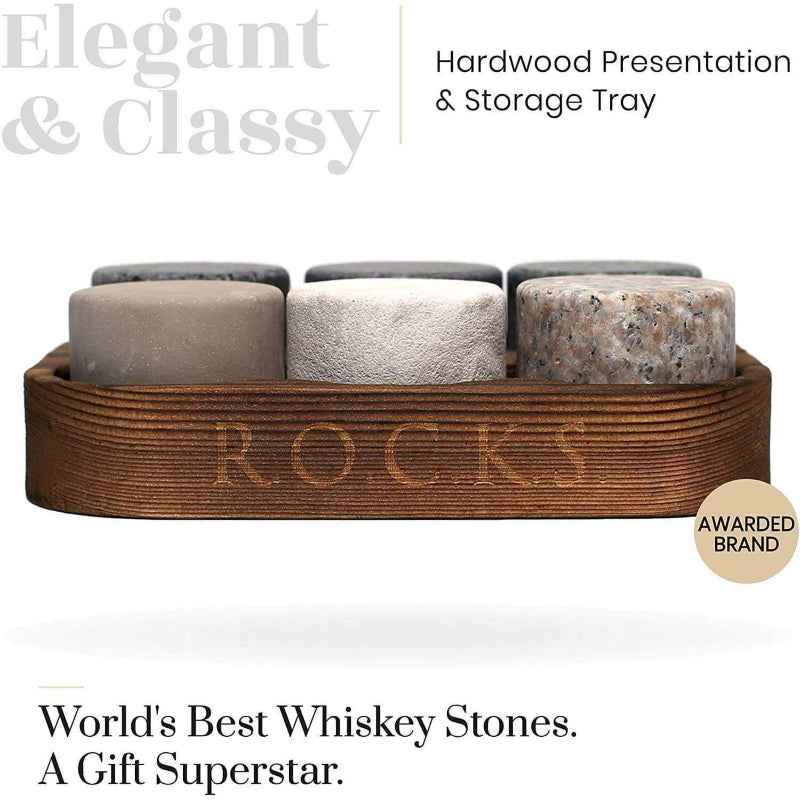 Whiskey Stones Set - 6 Ct Premium Chilling Stones