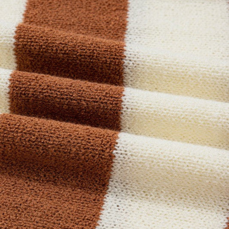 Brown & Cream Striped Knit Sweater
