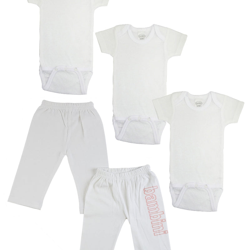 Bambini Baby White Bodysuit and Pants Set
