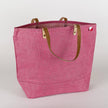 Big Jute Colored Tote Bag in vibrant pink color, featuring durable construction and stylish leather handles.