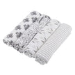 Bamboo Muslin Swaddle 4PK featuring floral and striped patterns for soft and breathable baby wraps.