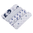 In the Wild Cotton Muslin Swaddle 4PK featuring playful animal designs, perfect for wrapping infants comfortably.