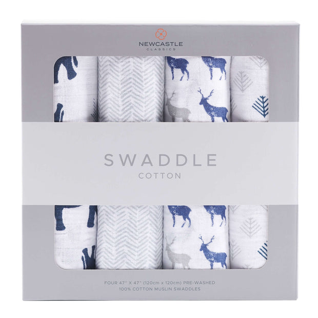 In the Wild Muslin Swaddle 4PK featuring charming designs for stylish nursery decor.