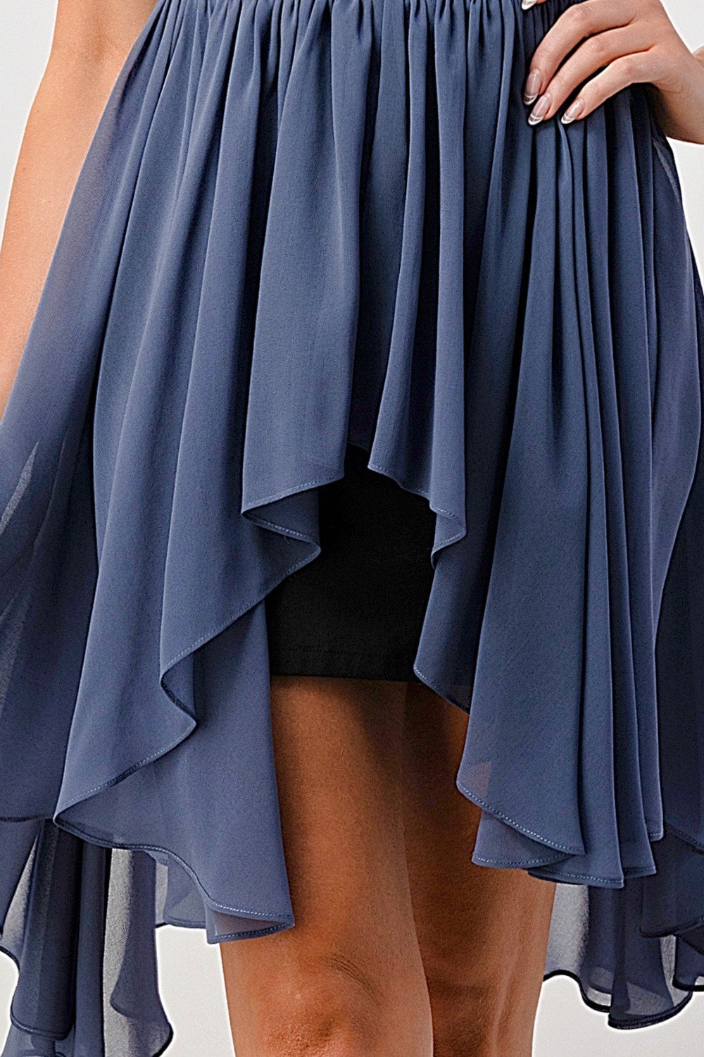 Strapless High-Low Lace-Up Dress