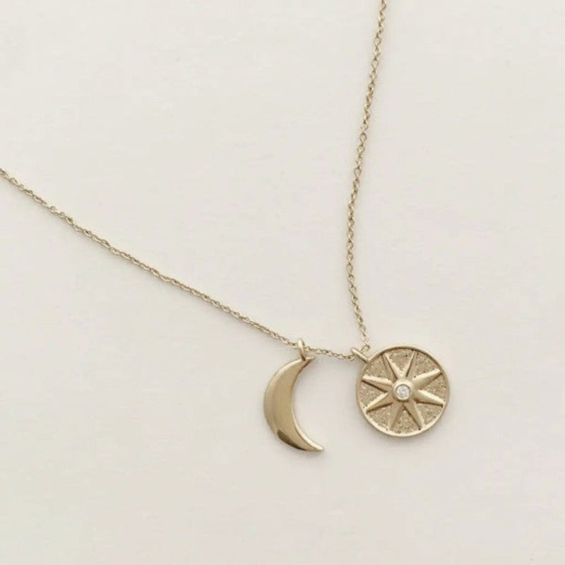 Celestial Moon & Sun Pendant Necklace for Women