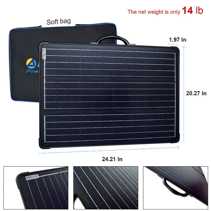 ACOPower 50W Foldable Solar Panel with Charge Controller