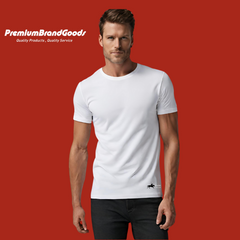 PBG 3 Pack Men's 100% Cotton White T-shirt Crew Neck Polo