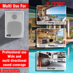 5Core Outdoor Speakers Stereo In Wall 100W Peak Passive Home Audio