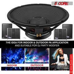 5Core 15 Inch Subwoofer Speaker 3500W Peak 8 Ohm Aluminum PA