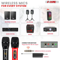 5Core Wireless Microphone Pair UHF Handheld Microfonos Inalambricos