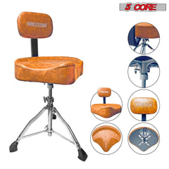 5Core Drum Throne Padded Guitar Stool Backrest Drummer Seat for Adults