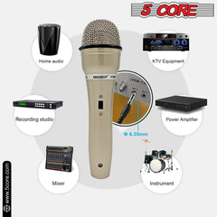 5Core XLR Microphone Dynamic Mic Karaoke Singing Studio Mics Handheld