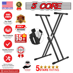 5Core Keyboard Stand Double X Style Adjustable  Piano Riser For 49 To